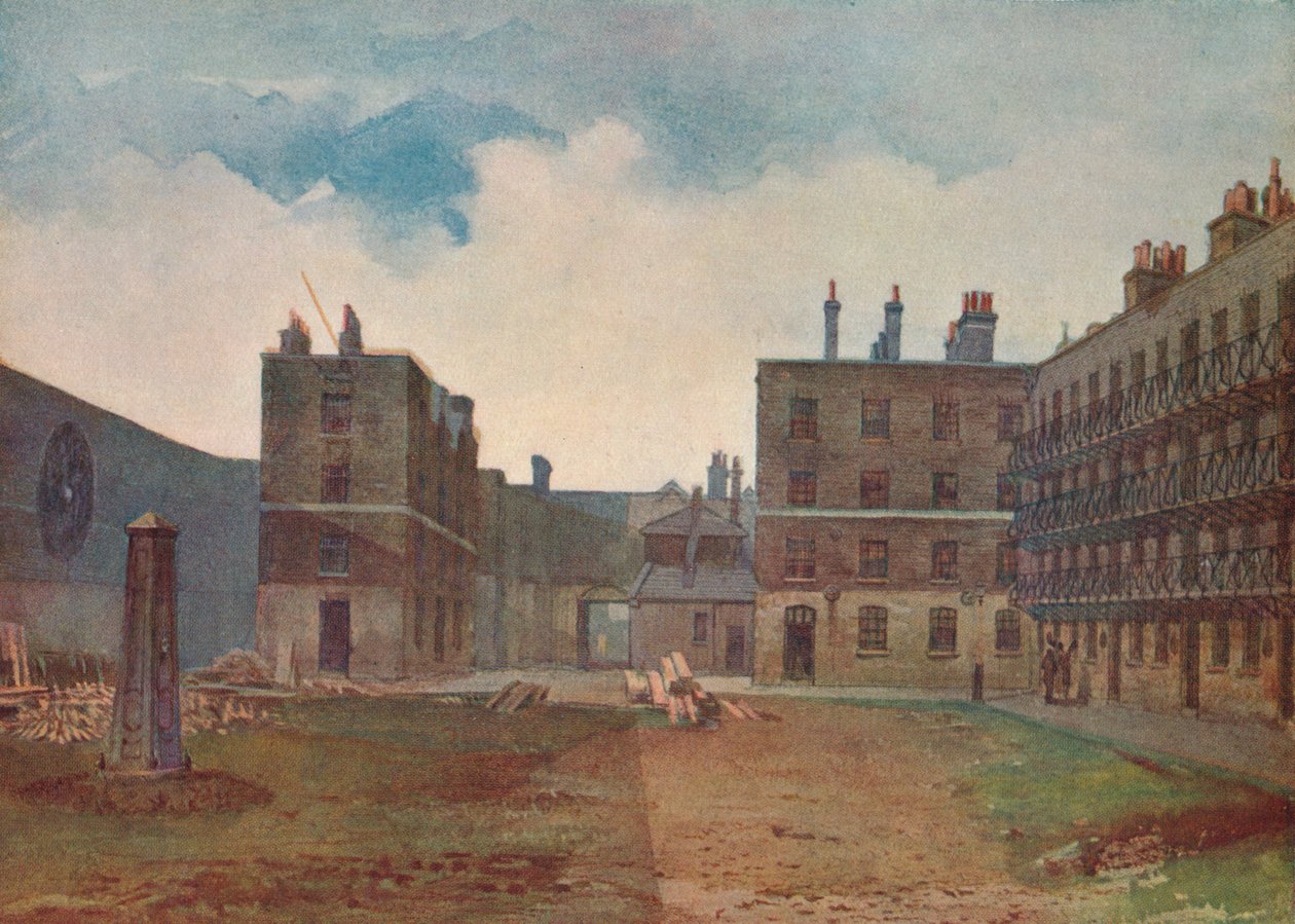 Queens Bench Prison - De gevangeniswerf, Borough High Street, Southwark, Londen, 1879, 1926 door John Crowther