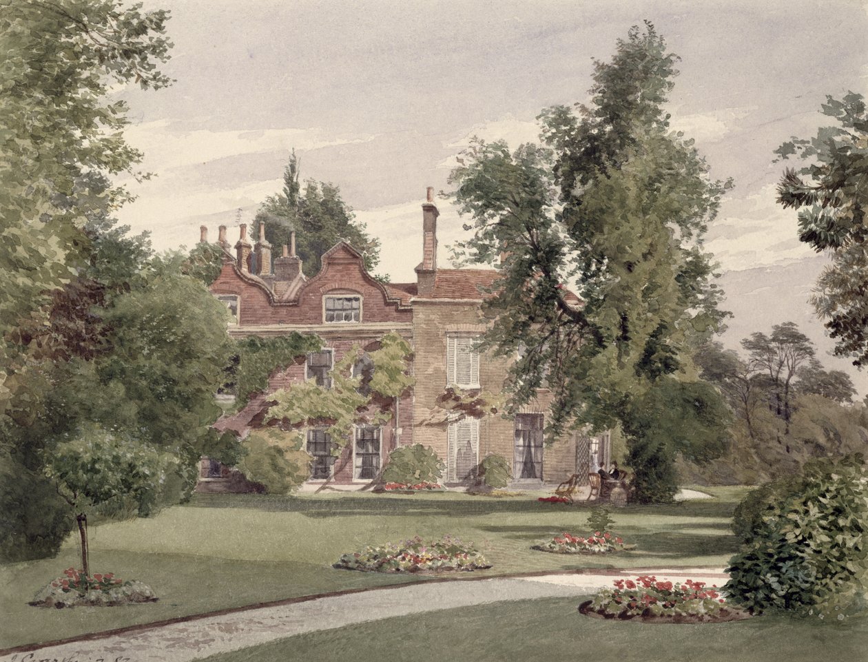 Zijaanzicht van Raleigh House, Brixton Hill, Lambeth, 1887 door John Crowther