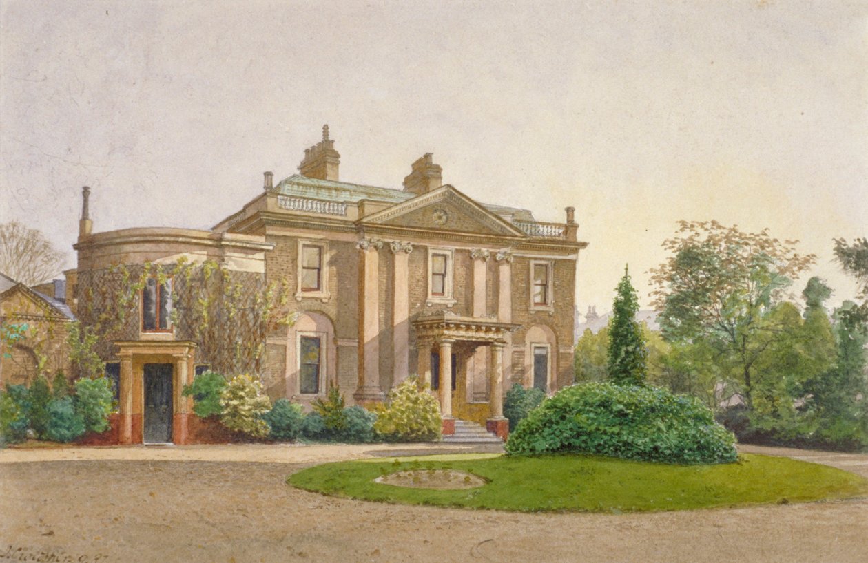 Uitzicht op de voorkant van Carroun House, South Lambeth Road, Lambeth, Londen, 1887 door John Crowther