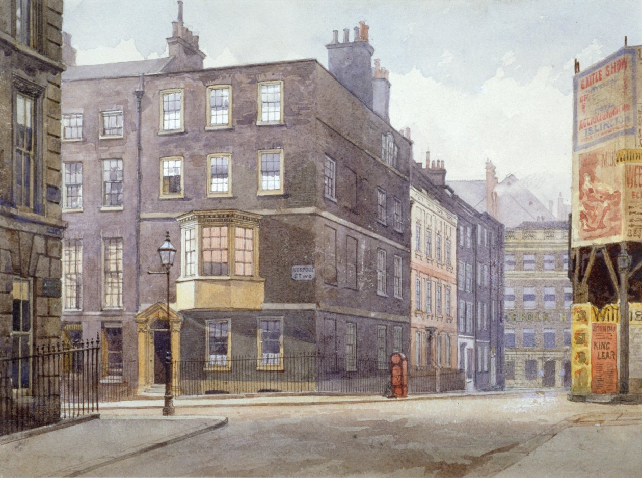Uitzicht op de kruising van Howard Street en Norfolk Street, Londen door John Crowther