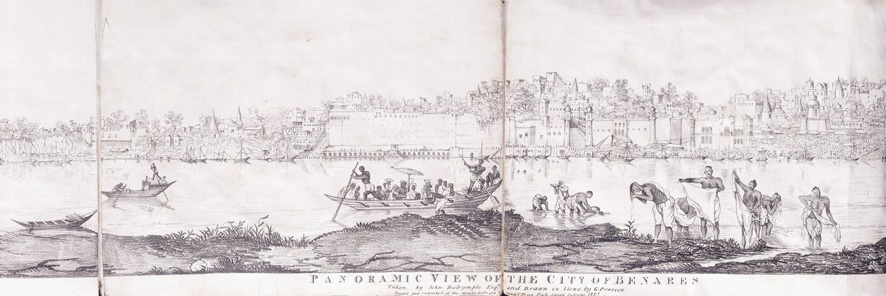 Panoramisch uitzicht op de stad Benares, 1827 door John Dalrymple