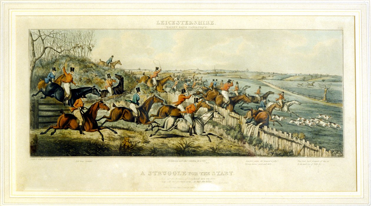 Een strijd om een start, De Leicestershires, gegraveerd door Henry Alken, 1825 door John Dean (after) Paul