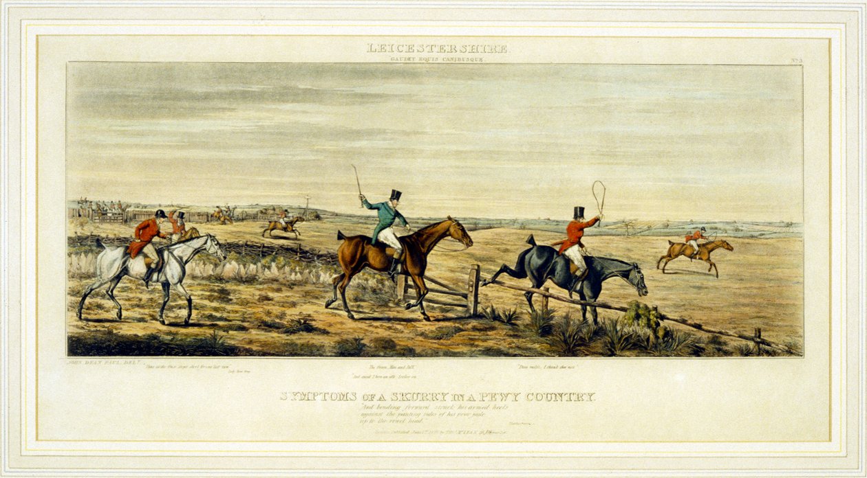 Symptomen van een haast, De Leicestershires, gegraveerd door Henry Alken, 1825 door John Dean (after) Paul