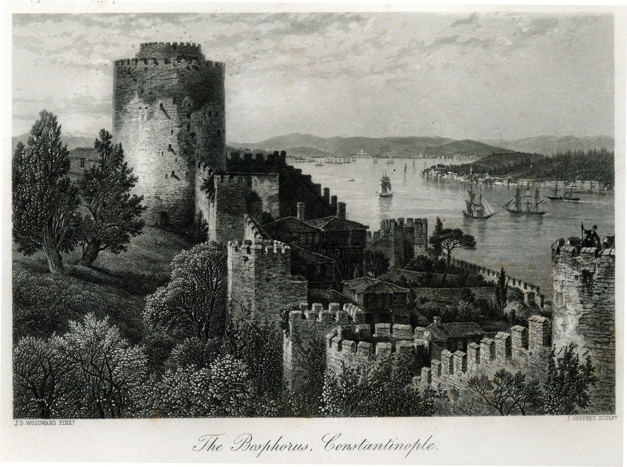 De Bosporus, Constantinopel, gegraveerd door J. Godfrey door John Douglas Woodward