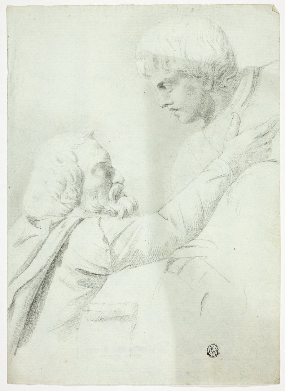 Man en jongen met baard (van Bas-Relief) door John Downman