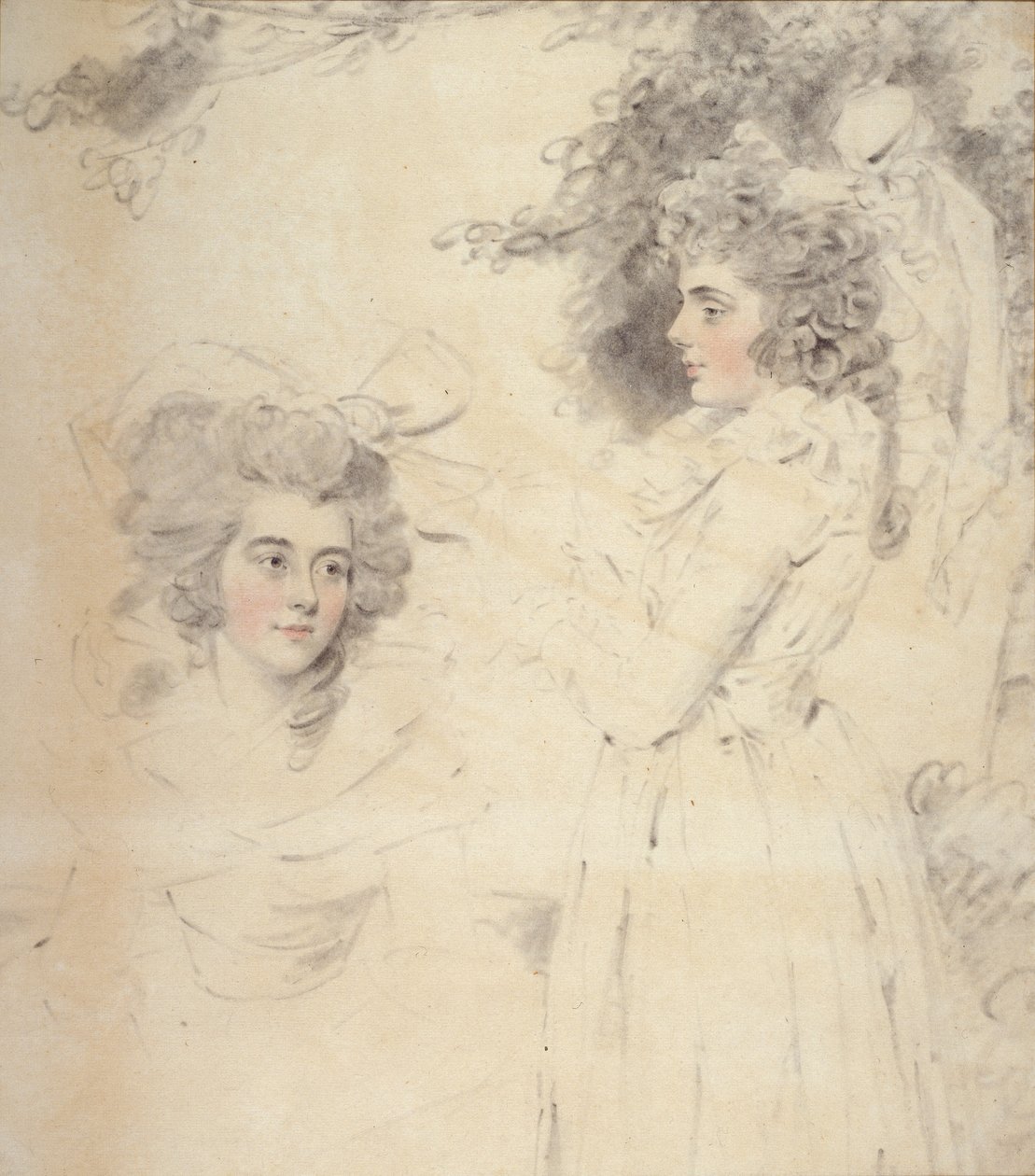 Portret van Georgiana, hertogin van Devonshire en Lady Elizabeth Foster door John Downman