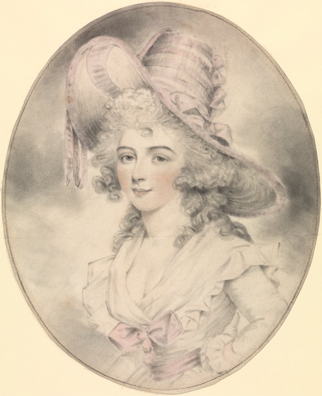 Portret van een dame, naar links gericht door John Downman