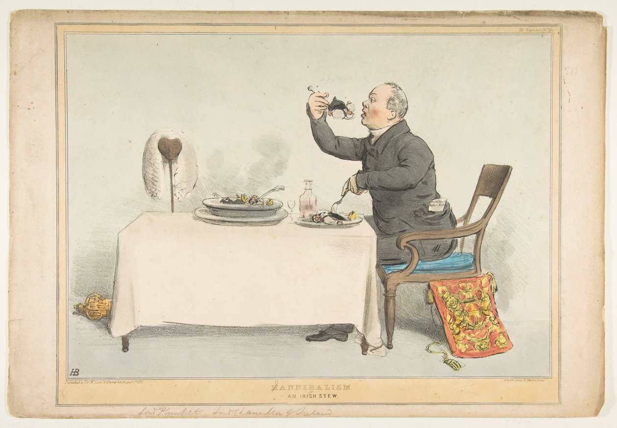 Kannibalisme of een Ierse Stoofpot, 5 augustus 1833 door John Doyle
