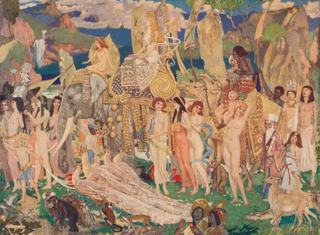 Ivoor, apen en pauwen De koningin van Sheba door John Duncan