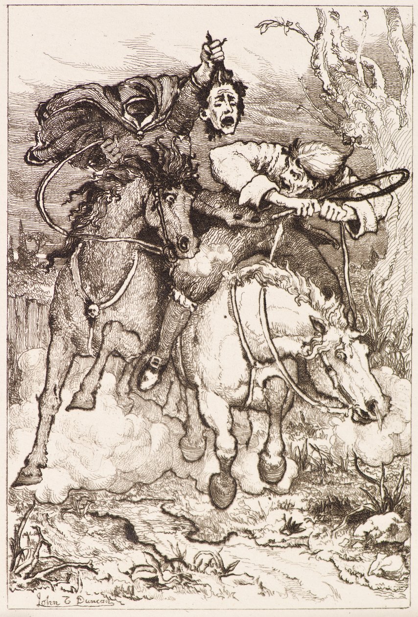 Twee Galopperende Ruiters [een draagt zijn eigen hoofd] door John Duncan