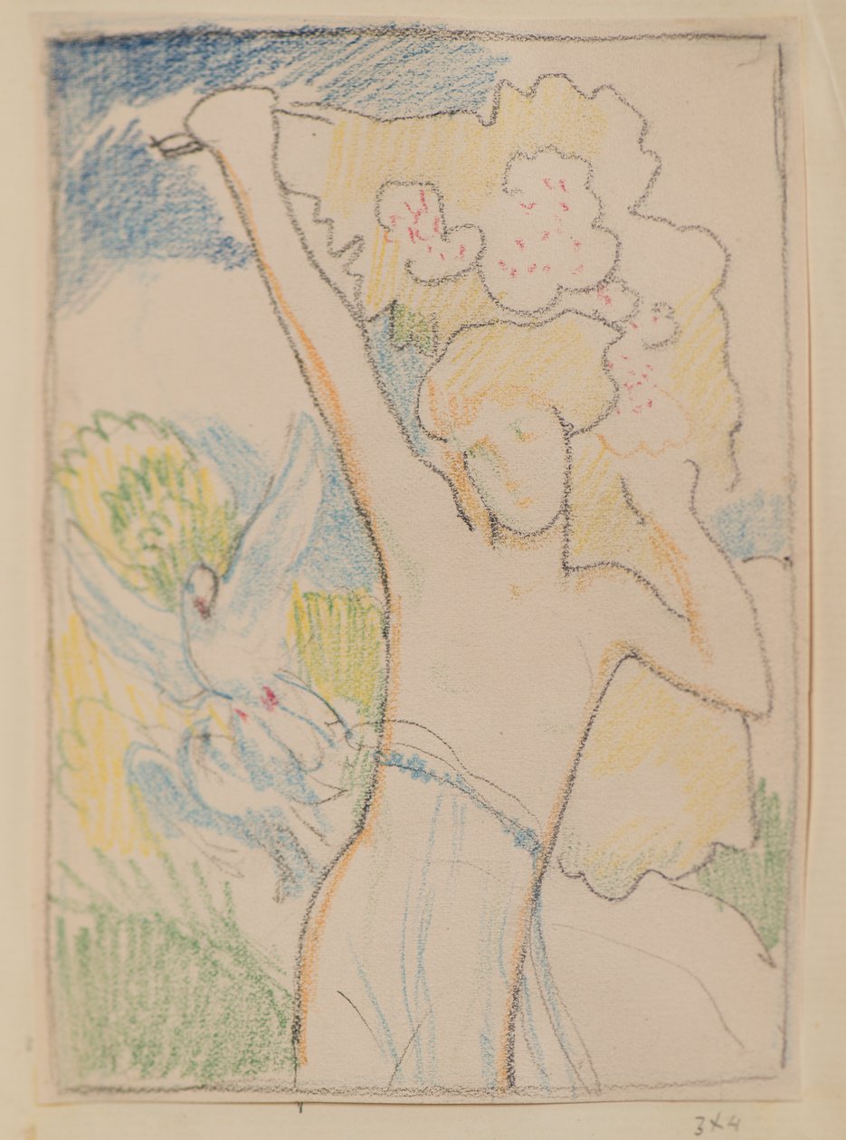 Zonder titel [Vrouwelijke figuur en duiven] door John Duncan