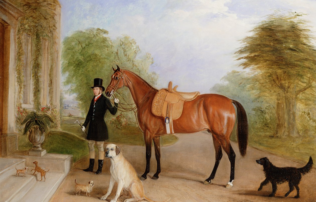 Een Staljongen met een Paard door John E. Ferneley