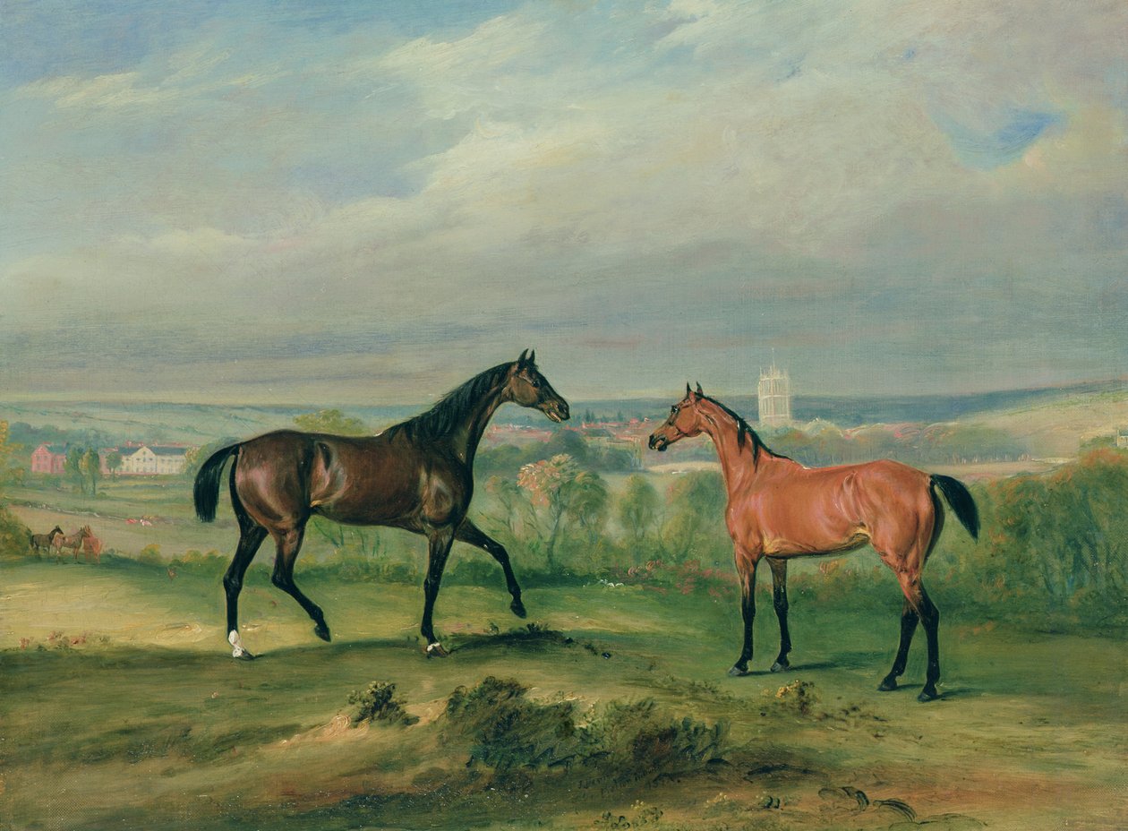 Favoriete jagers van Graaf Bathyany in Melton Mowbray door John E. Ferneley