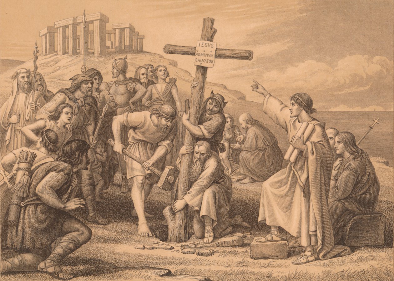 De Eerste Prediking van het Christendom in Groot-Brittannië door John Easton
