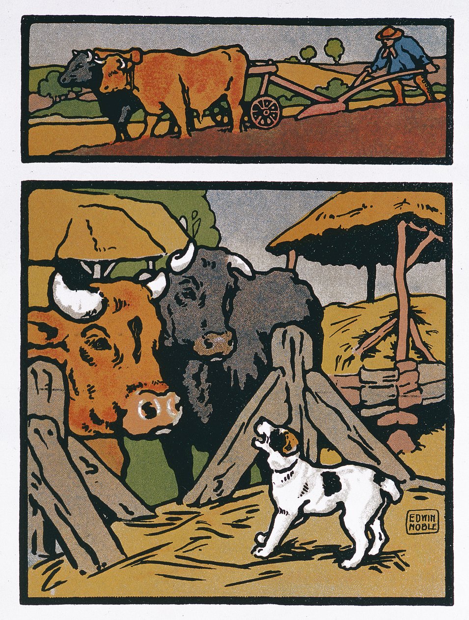 Illustratie voor De Hond en de Koe, uit 