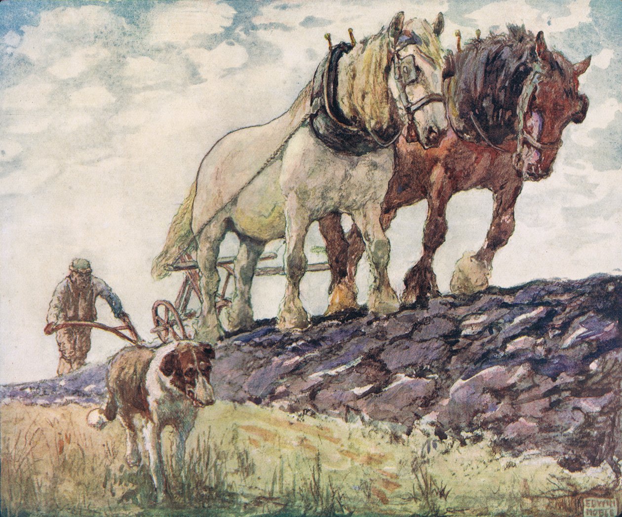 Ploegen van het veld, illustratie uit 
