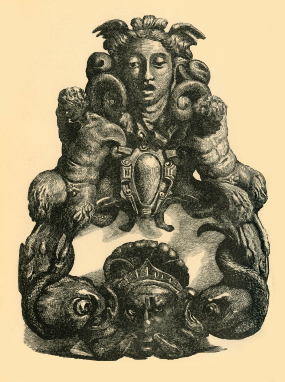Deurklopper met dolfijnen en saters, begin 17e eeuw, 1881 door John Emms