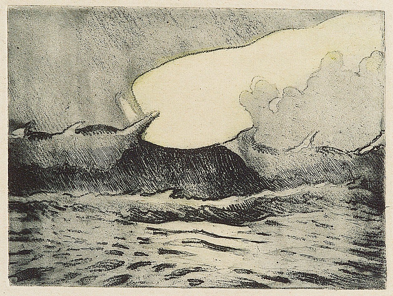 Zeegezicht - zeer ruwe grijze zee, 20e eeuw door John Everett