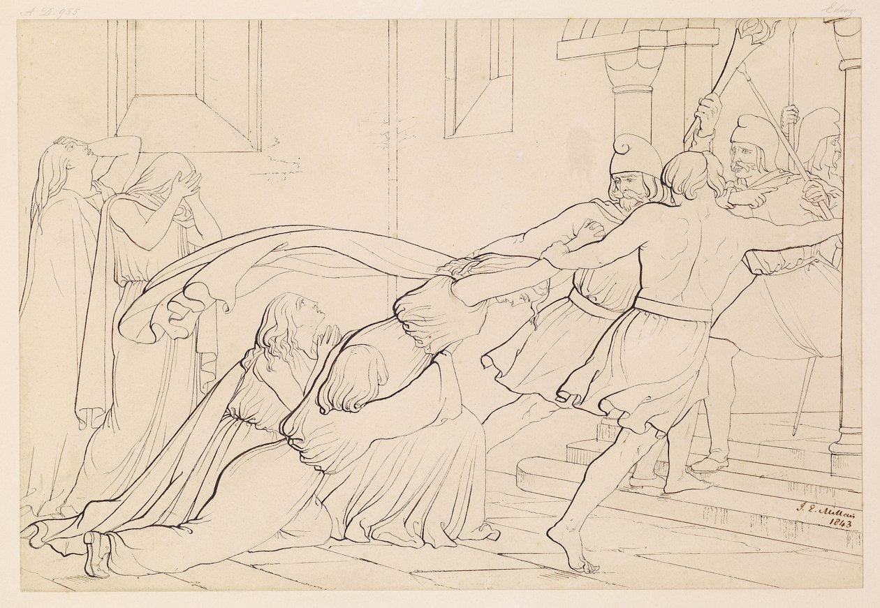 Elgiva gearresteerd op bevel van aartsbisschop Odo door John Everett Millais