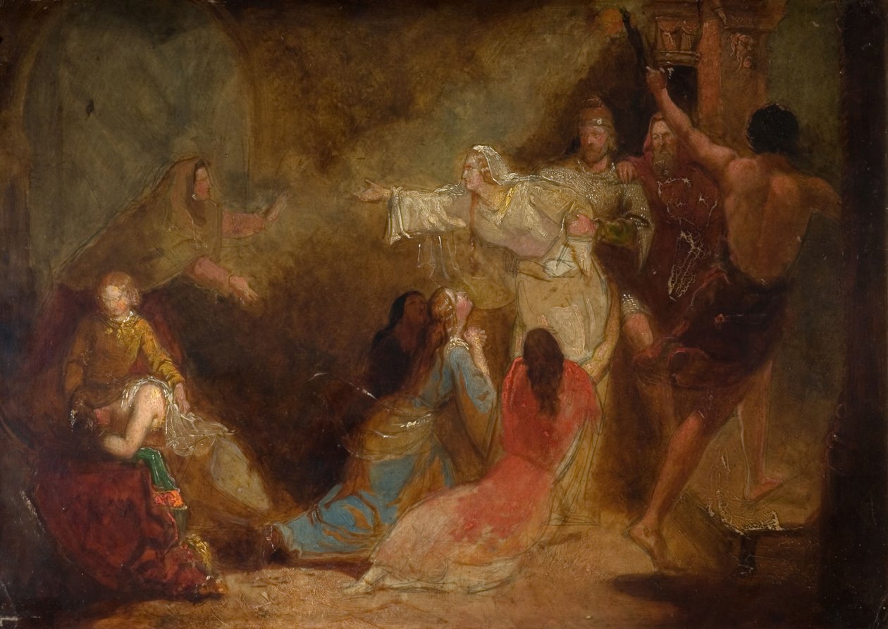 Elgiva gearresteerd op bevel van aartsbisschop Odo, 1847 door John Everett Millais