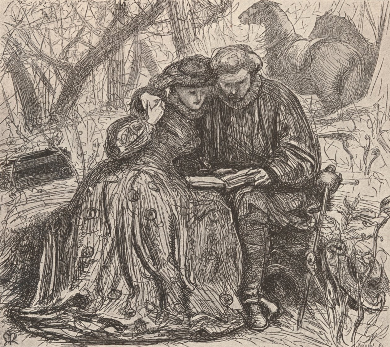 Illustratie uit Sister Annes Probation, ca. 1850-1890, 1923 door John Everett Millais