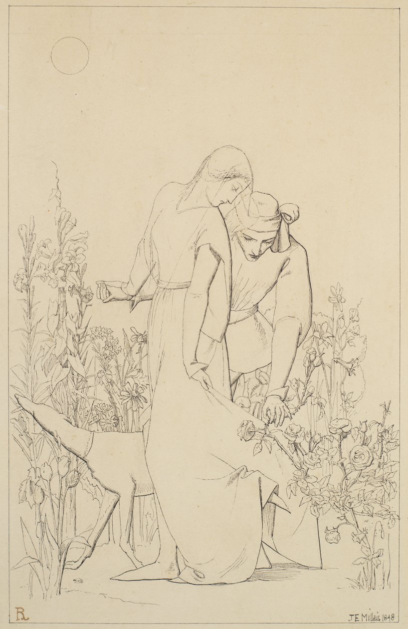 Liefhebbers bij een rozenstruik, 1848 door John Everett Millais