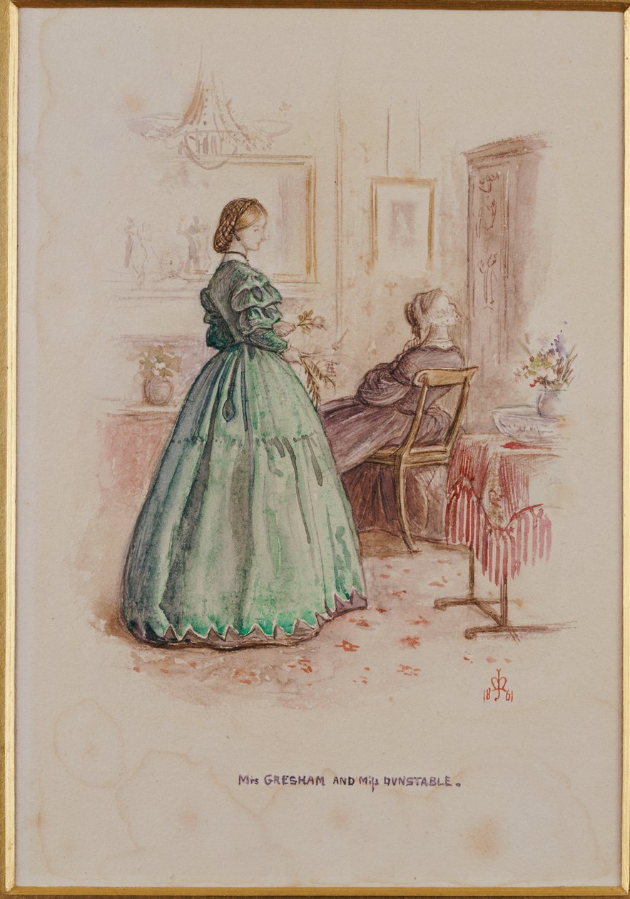 Mevrouw Gresham en juffrouw Dunstable: Een illustratie bij "Framley Parsonage" door John Everett Millais