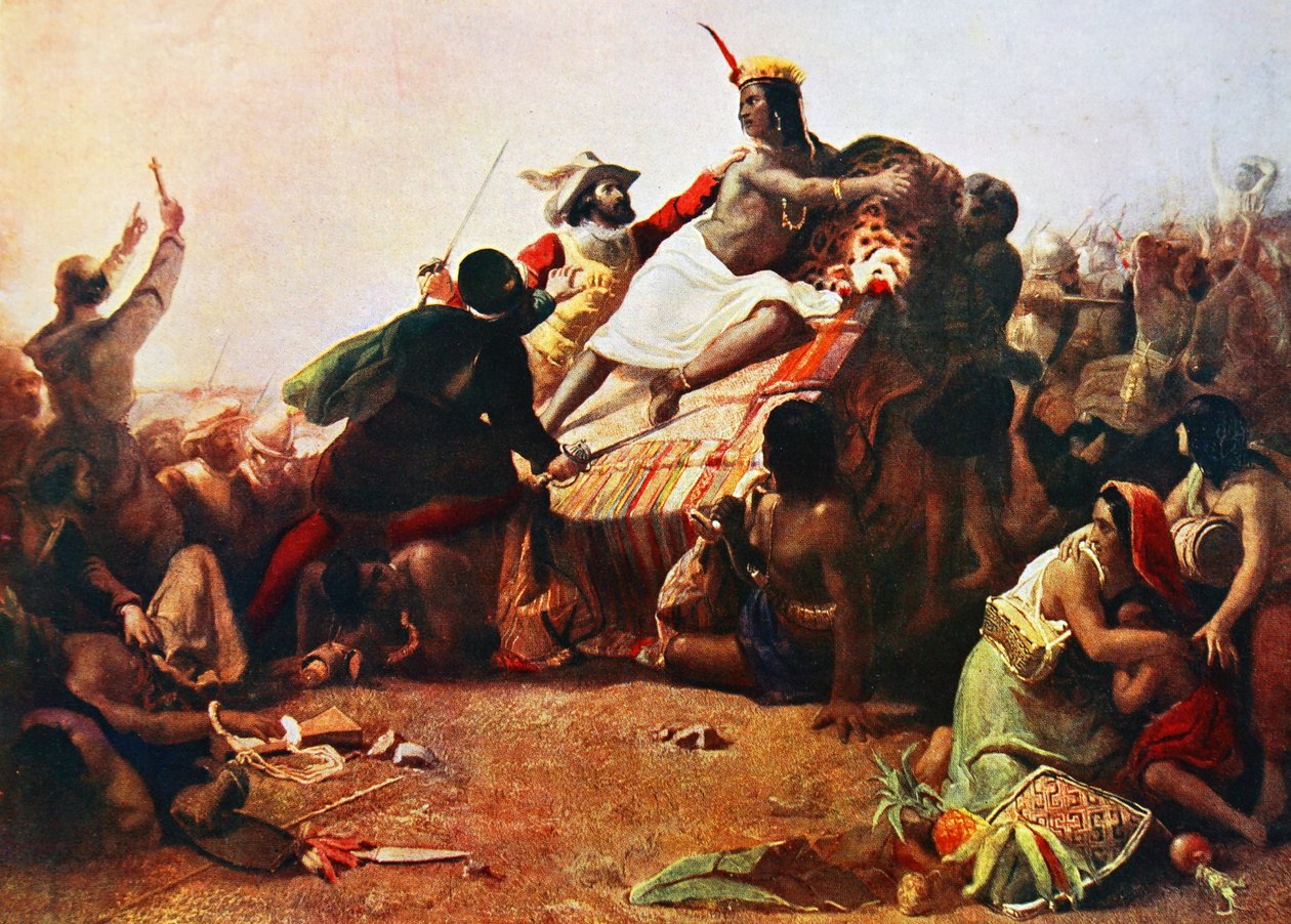 Pizarro grijpt de Inca van Peru door John Everett Millais