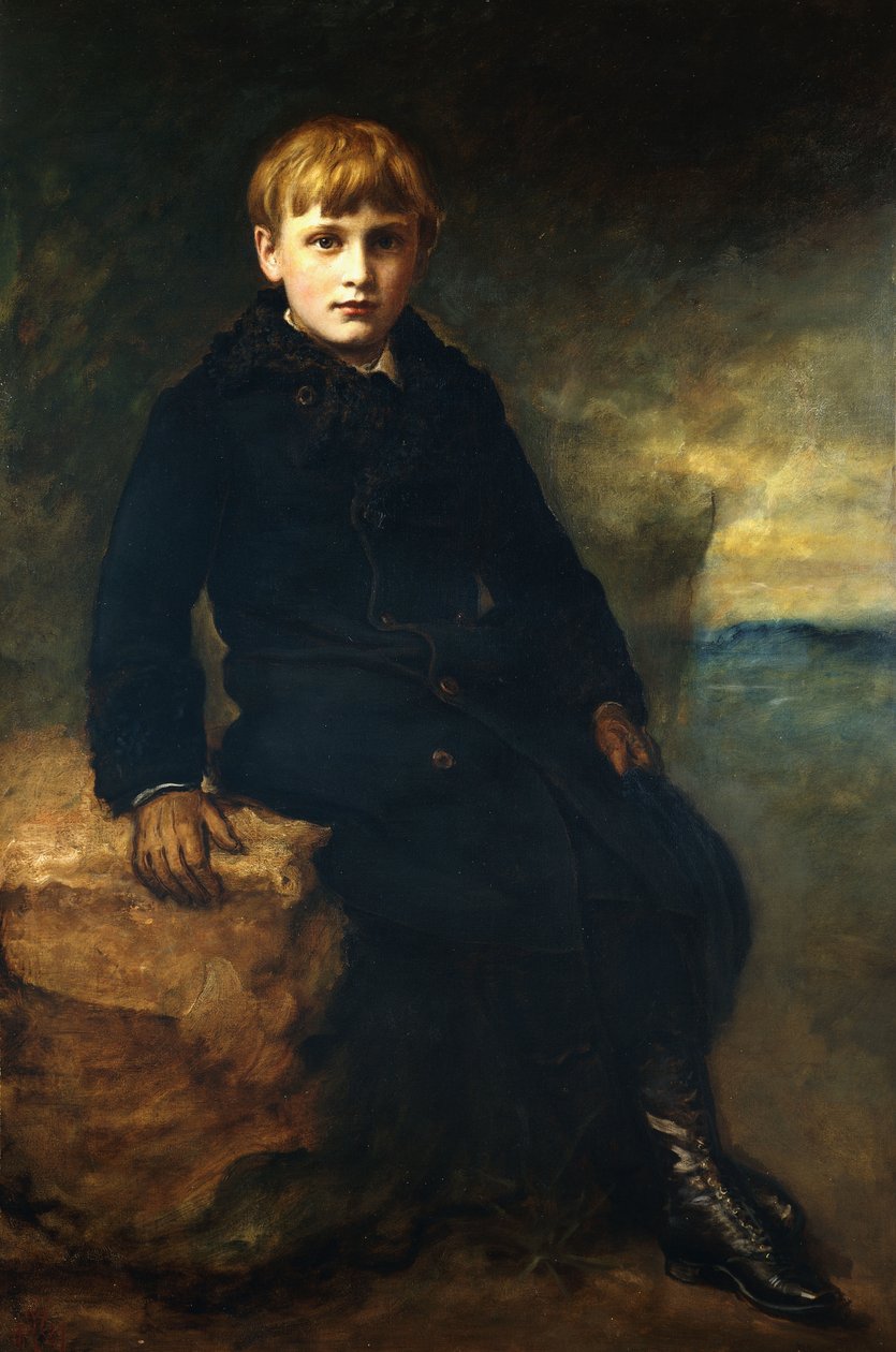 Portret van Cecil Webb, zittend, in een Zwarte Jas met een Bontkraag, 1887 door John Everett Millais