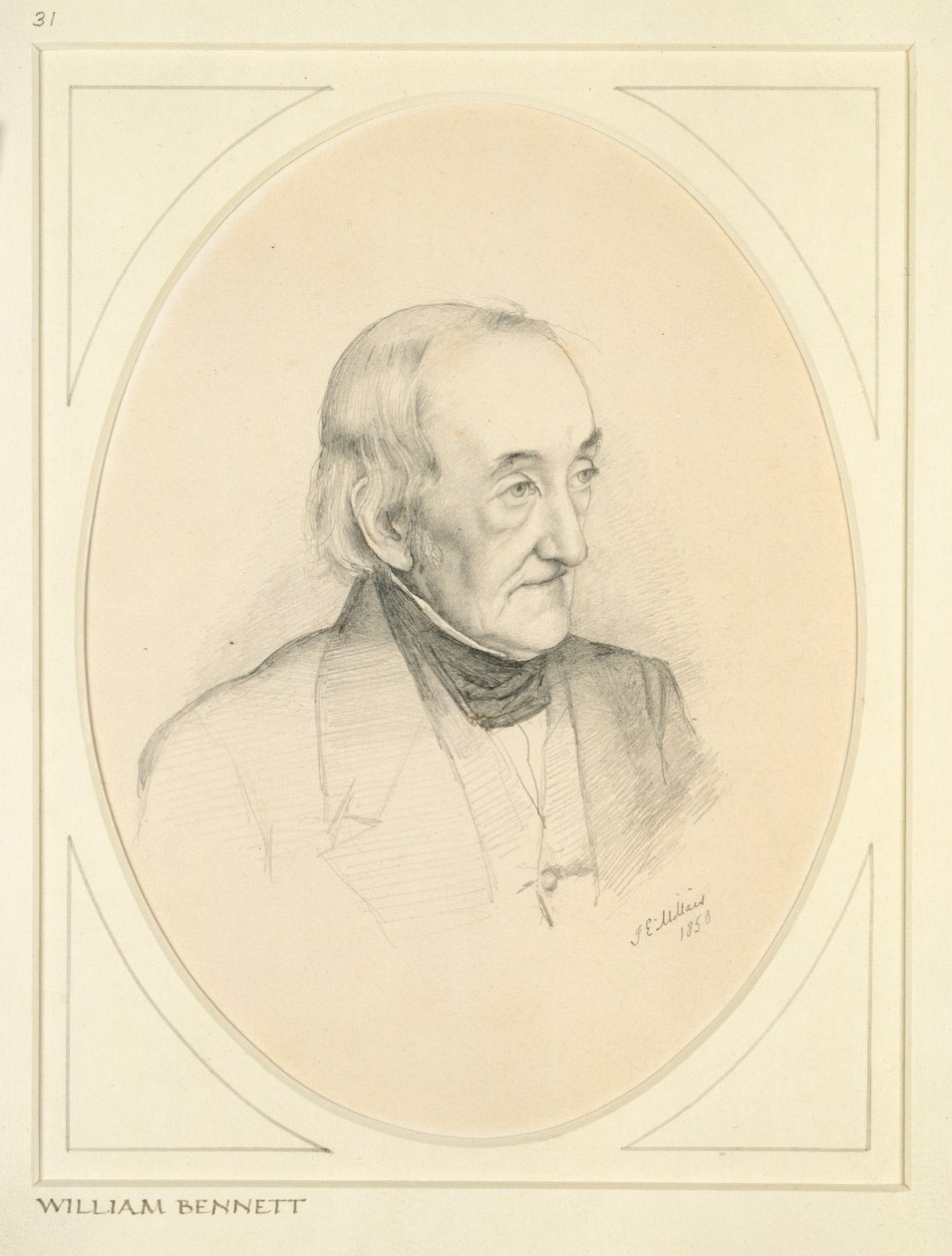Portret van William Bennett, 1850 door John Everett Millais