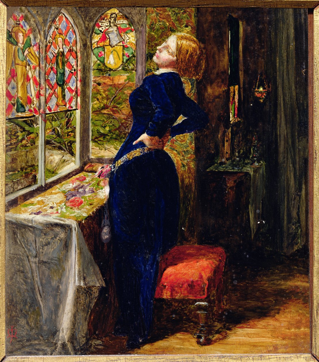Studie voor Mariana in de ommuurde hoeve door John Everett Millais