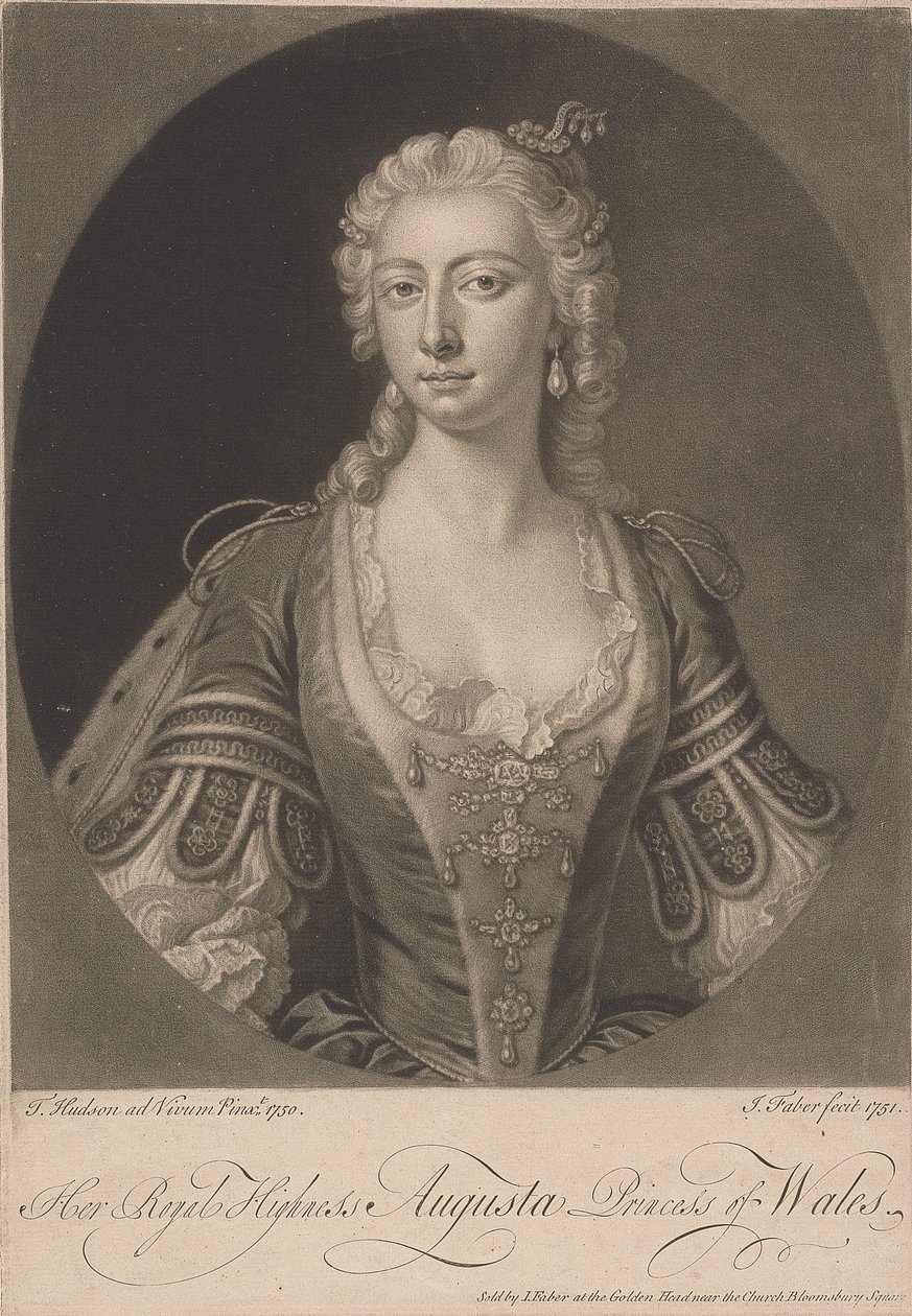 Hare Koninklijke Hoogheid Augusta Prinses van Wales, 1751 door John Faber the younger
