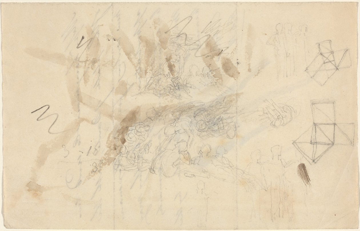 Engelen dalen af naar de dochters van de mensen, waarschijnlijk ca. 1821 (grafiet) door John Flaxman