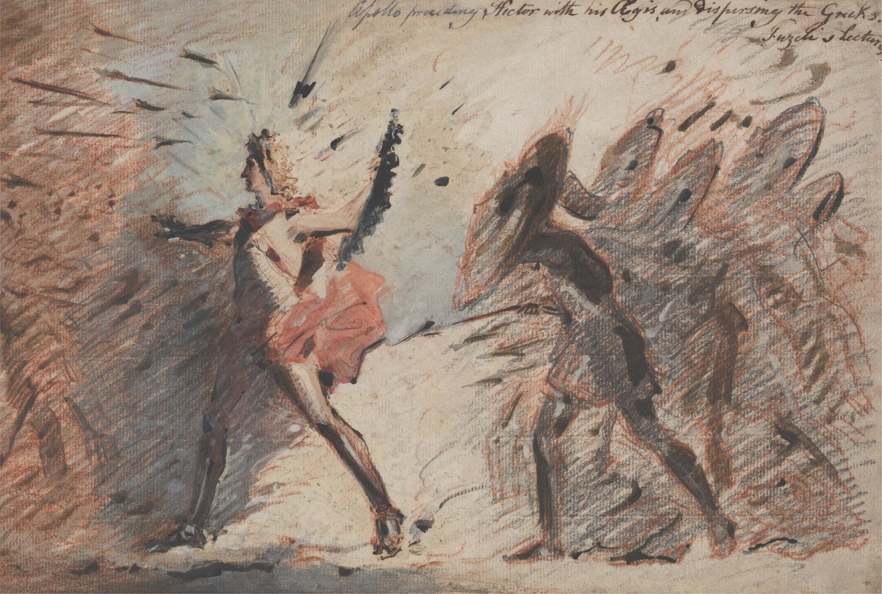 Apollo Voorafgaand aan Hector met Zijn Aegis, en de Grieken Verspreidend, Fuseli