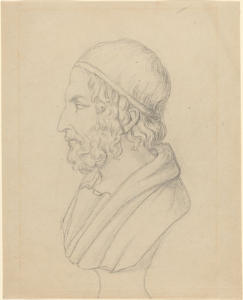 Klassiek portretbuste van een bebaarde man door John Flaxman