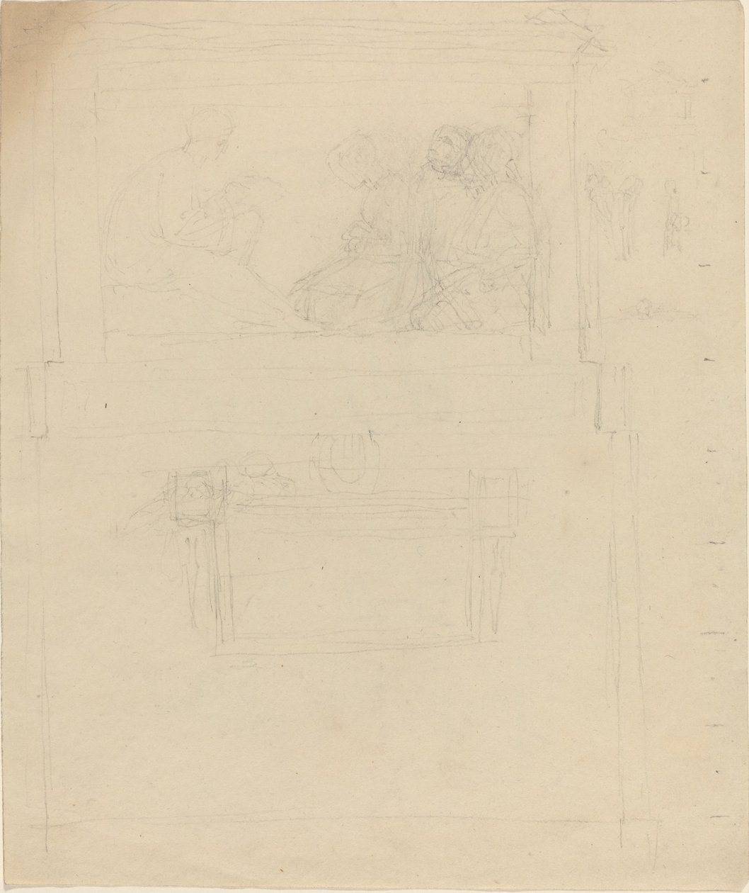 Ontwerpen voor een monument voor Sir William Jones (?) [recto en verso] door John Flaxman