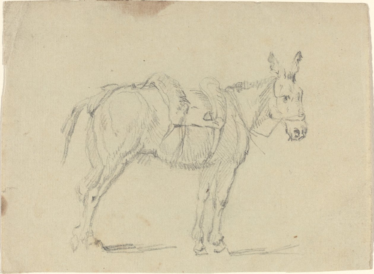 Ezel die een achterpoot strekt door John Flaxman