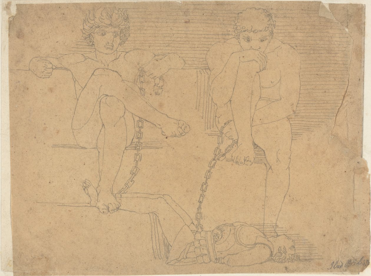 Otus en Ephialtes Houden Mars Gevangen door John Flaxman