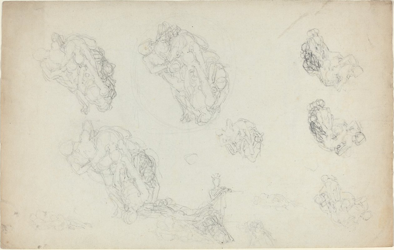 Blad met studies door John Flaxman