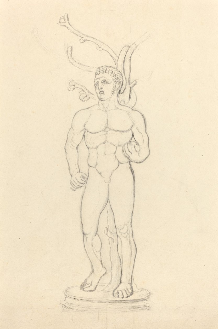 Standbeeld van een Mannelijke Naakt voor een Boom door John Flaxman