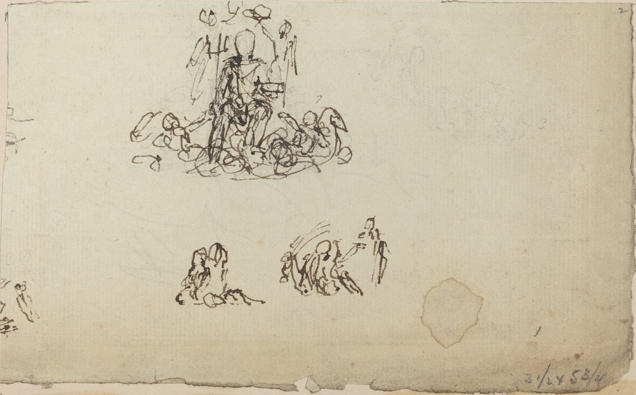 Studie van Neptunus en Zeedieren (?) door John Flaxman