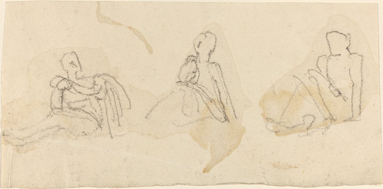 Drie Zittende Figuren door John Flaxman