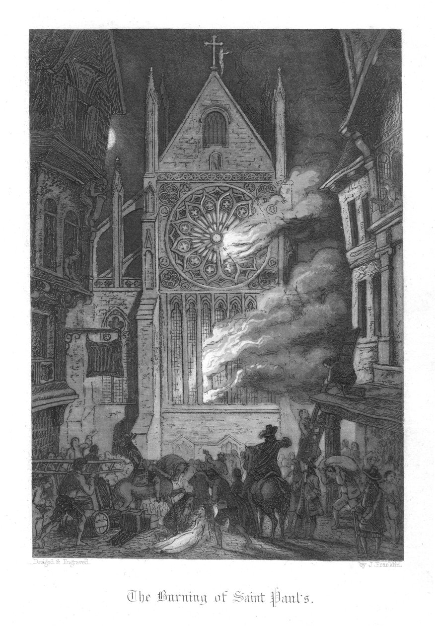 Scène uit Old St Pauls door William Harrison Ainsworth, 1855 door John Franklin