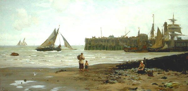Laag tij, haven van Whitstable door John Fraser
