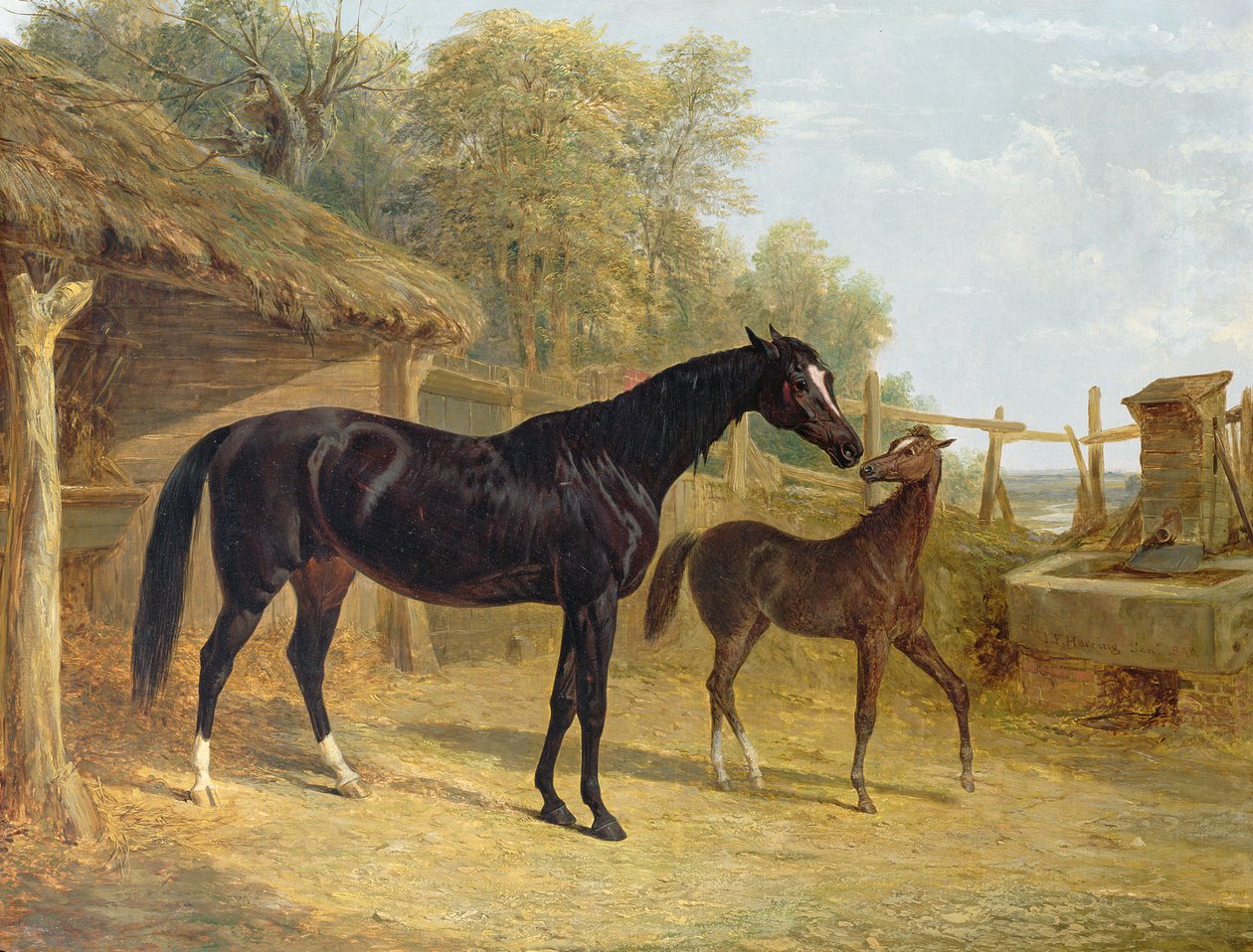 Lichtzinnigheid, eigendom van J.C. Cockerill Esq., met haar veulen Queen Elizabeth, eigendom van Lord Dorchester, 1843 door John Frederick Herring Senior
