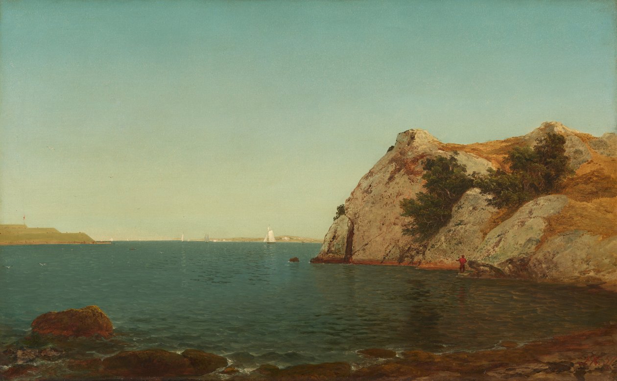 Beacon Rock, haven van Newport door John Frederick Kensett