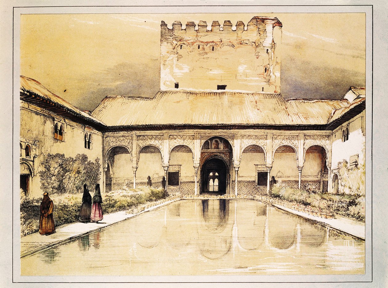 Het Alhambra van Granada, kleurenlithografie door John Frederick Lewis door John Frederick Lewis