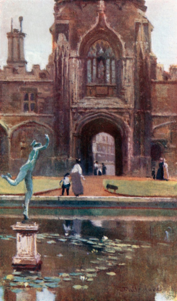 Christ Church College - Tom Quadrangle (kleurenlitho) door John Fulleylove