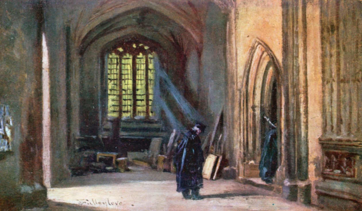 Ingang tot de Divinity School (kleurenlitho) door John Fulleylove
