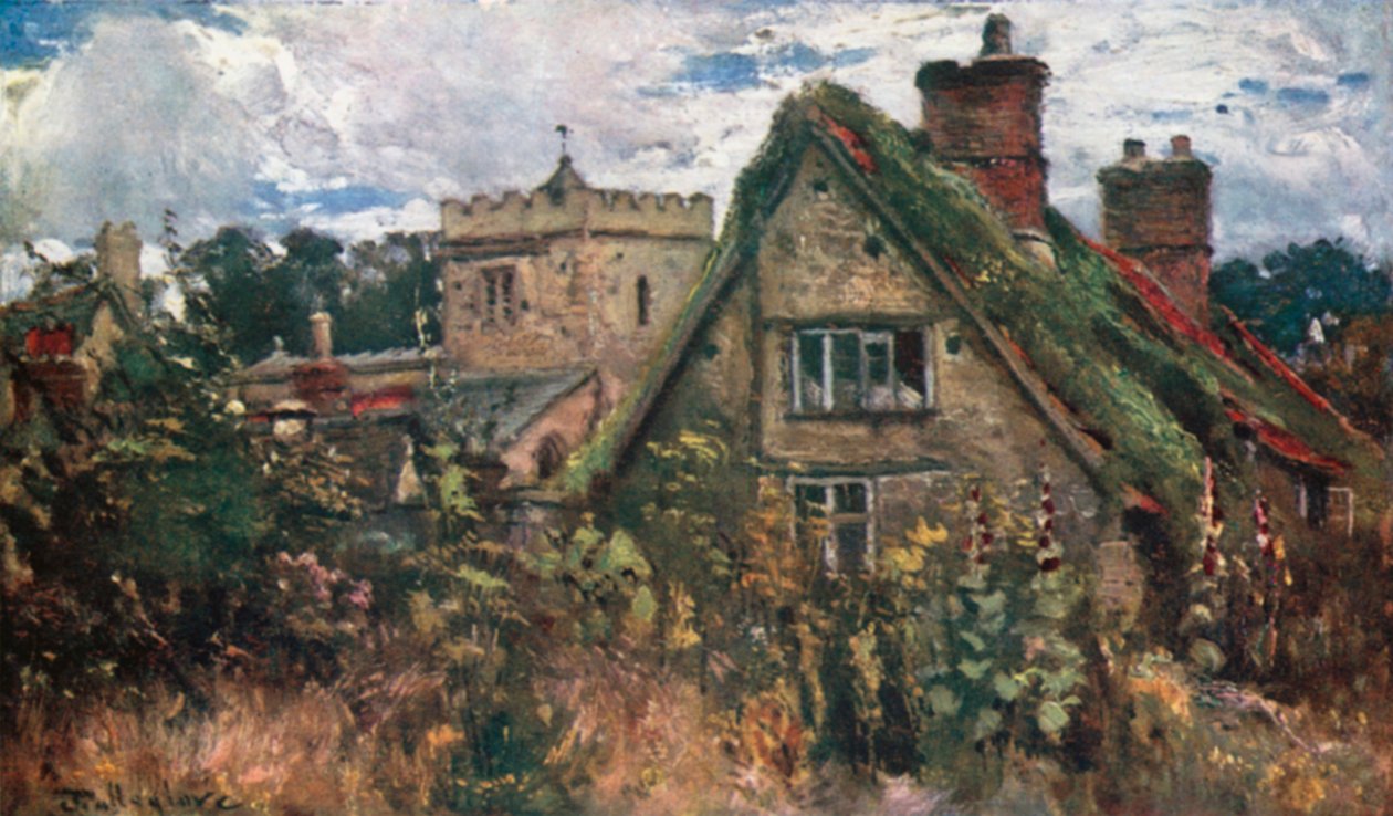 Holywell Church (kleurenlitho) door John Fulleylove